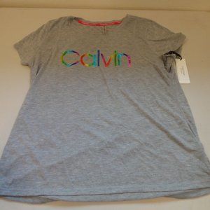 Women's Calvin Klein T-Shirt Rainbow Lettering Size XL NWT